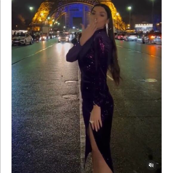 ZARA Purple SEQUIN MIDI DRESS Size Extra Small XS - Picture 5 of 15